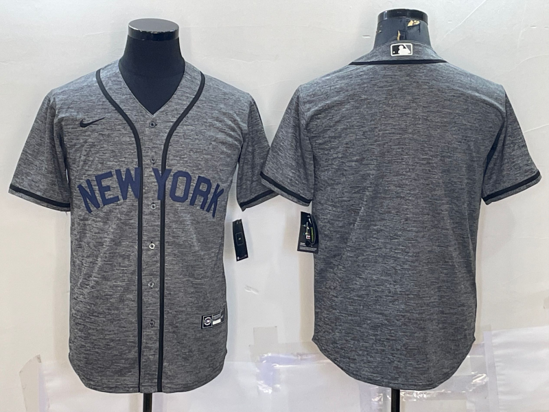 Men's Grey New York Yankees Blank Cool Base Stitched Jersey
